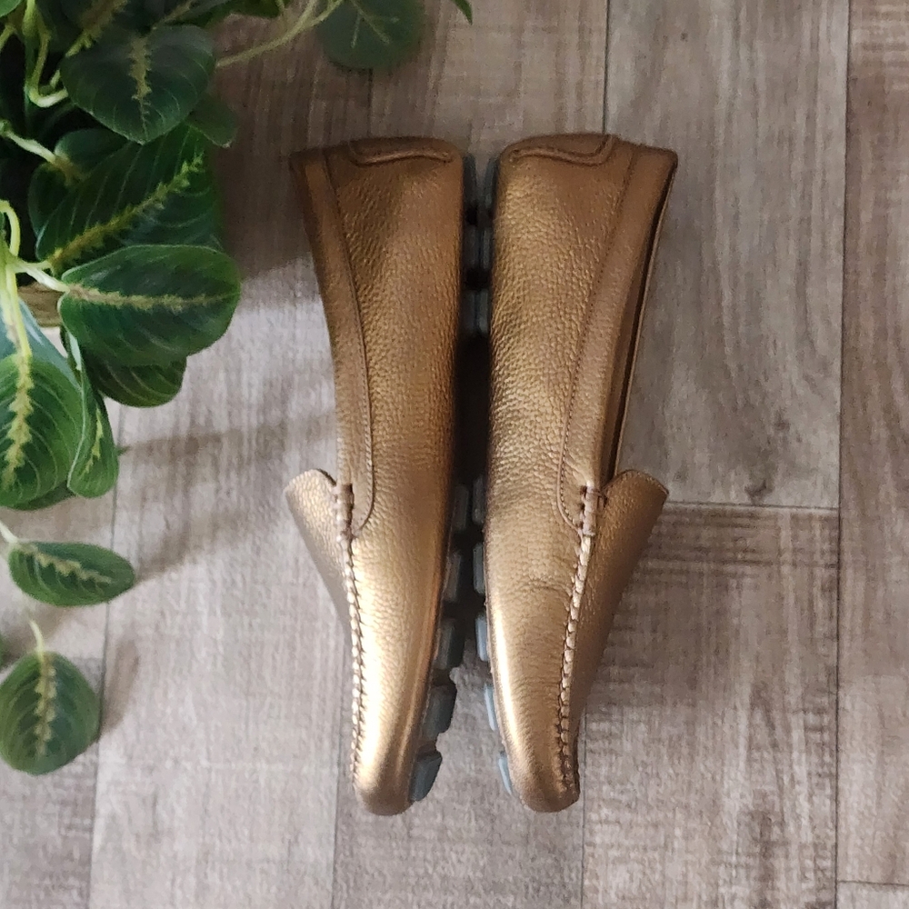 Peter Millar Driving Loafers in Bronze Metallic Full-Grain Leather NIB Size 8 - Picture 9 of 14